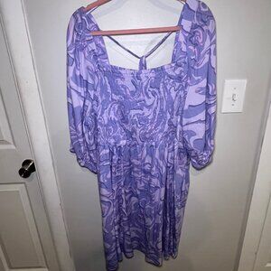 NWT Ava & Viv Purple Swirl Smocked Dress Size 2X
